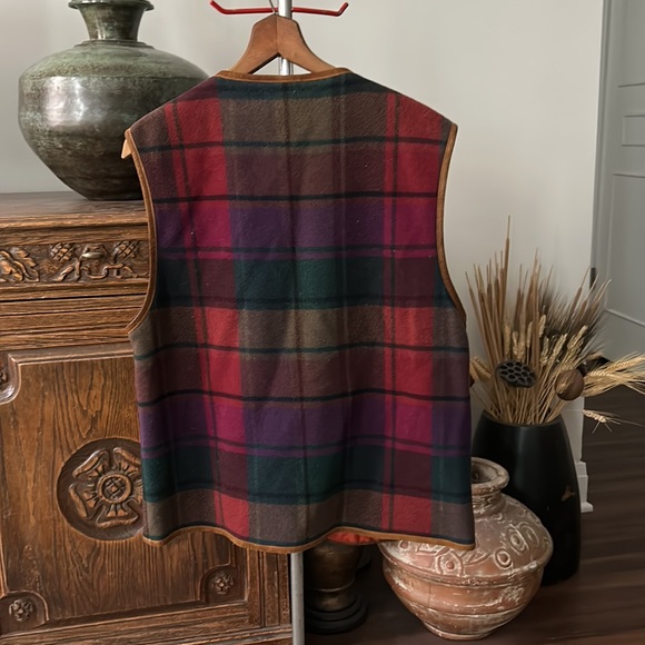 Vintage Liz Wear Plaid Country Western Vest Wool Blend - Picture 7 of 11